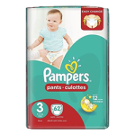 PAMPERS- Couche culottes midi 62 unités